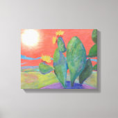 Cactus Sunset Wrapped Canvas Afdruk (Voorkant)