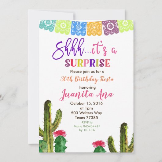 Cactus Surprise verjaardagsfeestje uitnodiging (Voorkant)