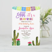 Cactus Surprise verjaardagsfeestje uitnodiging (Staand voorkant)