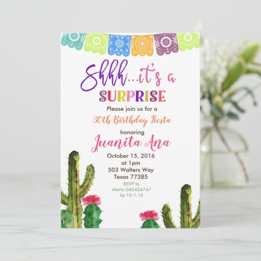 Cactus Surprise verjaardagsfeestje uitnodiging (Staand voorkant)