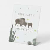 Cactus-tabel met buffelBaby shower Reclamebord Met Voetstuk (Voorkant)