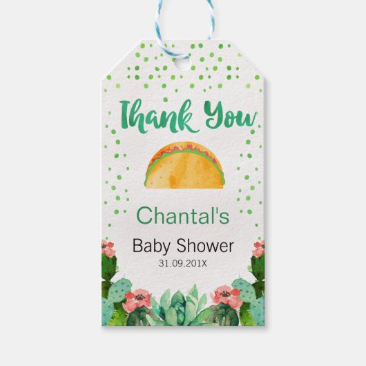 Cactus Taco Baby shower Bedankt Favoriet Tags Cadeaulabel (Voorkant)