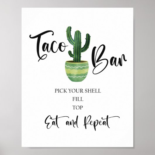 Cactus Taco Bar Sign Poster (Voorkant)