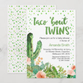 Cactus Taco 'Bout Twins Fiesta Baby shower Kaart (Voorkant / Achterkant)