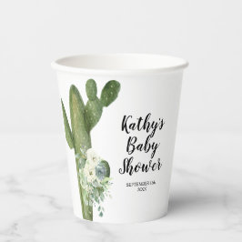 Cactus Taco Bout White Flower White Paper Cups Papieren Bekers