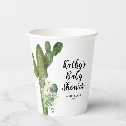 Cactus Taco Bout White Flower White Paper Cups Papieren Bekers (Voorkant)