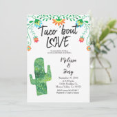 Cactus Taco Couples Shower Invitation Kaart (Staand voorkant)