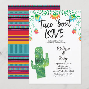 Cactus Taco Couples Shower Invitation Kaart