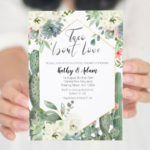 Cactus Taco over Love Couples Douche Uitnodiging