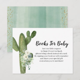 Cactus Taco over White Flowers Books voor baby Uitnodiging Briefkaart
