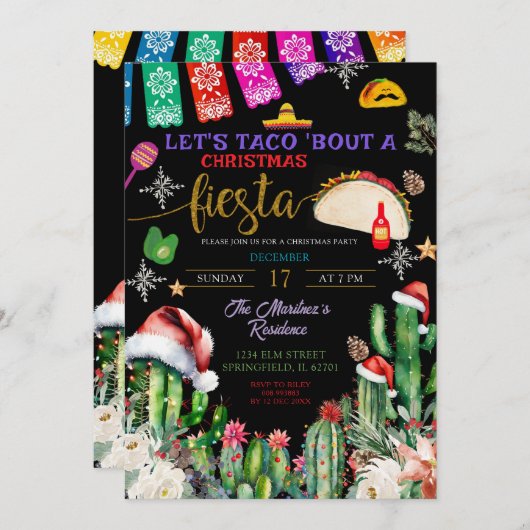 Cactus Taco voor een kerstfeest Kaart (Voorkant / Achterkant)