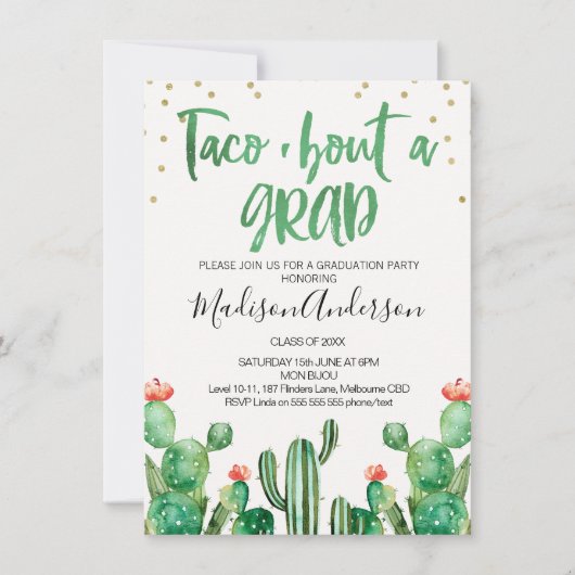 Cactus Taco'bout Een Afstudeerder Uitnodiging (Voorkant)