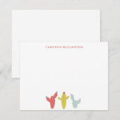 Cactus Tekening in Red Personalized Stationery Notitiekaartje (Voorkant / Achterkant)