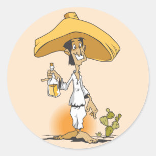 Cactus, tequila, Man van Sombrero Ronde Sticker