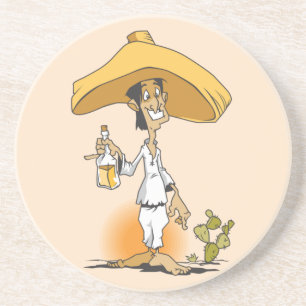 Cactus, tequila, Man van Sombrero Zandsteen Onderzetter