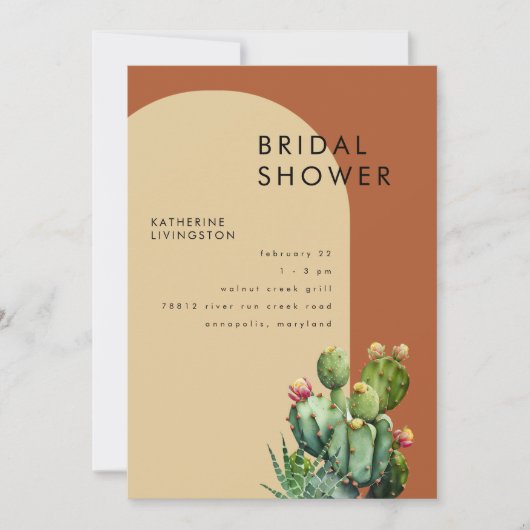 Cactus Terracotta Geometric Vrijgezellenfeest II Kaart (Voorkant)