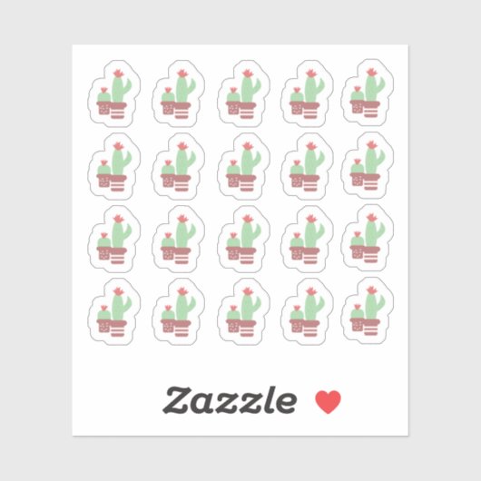 Cactus Terracotta Pots Shapes Floral Oerwoud Sticker (Vel)