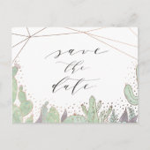 Cactus & Terrarium Geometrisch Bewaar de Datum Aankondigingskaart (Voorkant)