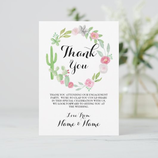 Cactus Thank You Kaarten Krans Fiesta Bruiloft (Staand voorkant)