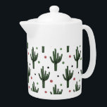 Cactus Theepot<br><div class="desc">Voorbeeld van het patroon van Cactus met kleurrijke poka dots op witte achtergrond</div>