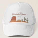 Cactus thema woestijn Bachelorette Trucker Pet<br><div class="desc">Dit is een woestijnbachelorette party pet sjabloon met zuidwestelementen en een rodeo thema lettertype pairing. ALLE lettertypen en kleuren zijn bewerkbaar // Voor overeenkomende items, bezoek dan het "BETTY" collectie in de Sincerely By Nicole Zazzle winkel. * Als u van dit ontwerp houdt maar het niet beschikbaar voor iets ziet...</div>