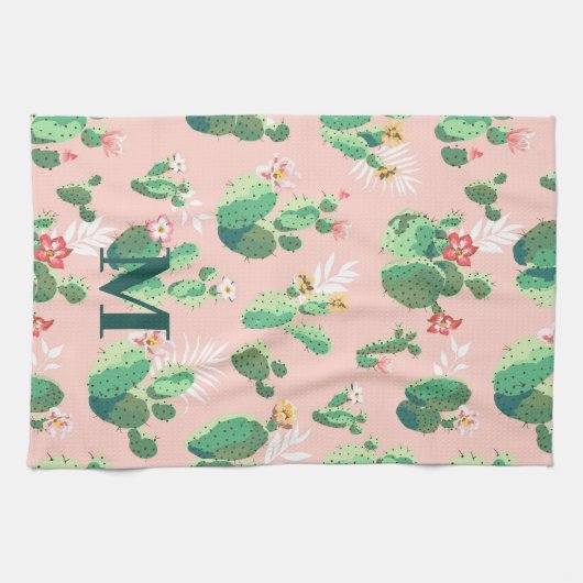 Cactus Themapakdoek met Initiaal Theedoek (Horizontaal)