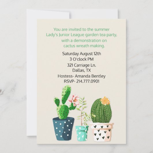 Cactus Theme Event Invitation Kaart (Voorkant)