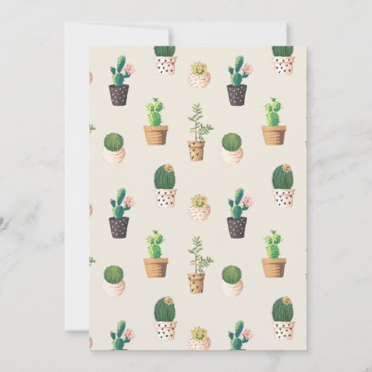 Cactus Theme Event Invitation Kaart (Achterkant)