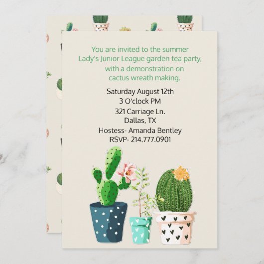 Cactus Theme Event Invitation Kaart (Voorkant / Achterkant)