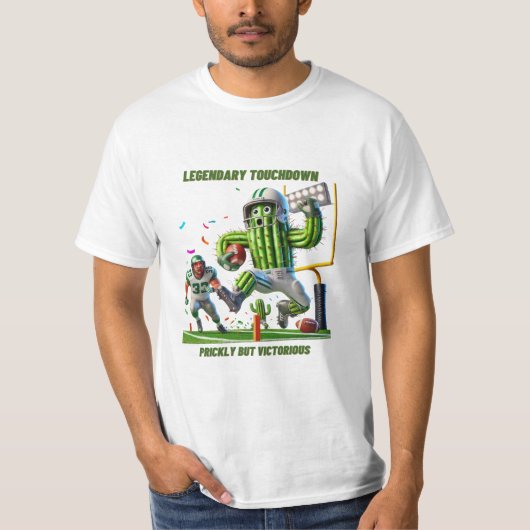 Cactus Touchdown in de eindzone T-shirt (Voorkant)