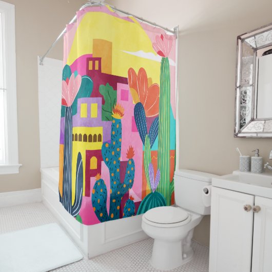 Cactus Town Douchegordijn (In situ)