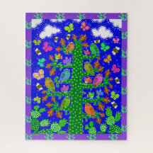 Cactus Tree of Life with Owls and Birds