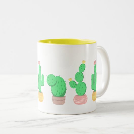 Cactus Trio Desert Modern Boho Tweekleurige Koffiemok (Voorkant rechts)