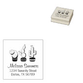 Cactus Trio Desert Moderne Aangepast Retouradres Rubberstempel (Gestempeld)
