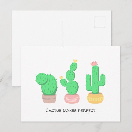 Cactus Trio Desert Moderne Boho Aangepaste Tekst Briefkaart (Voorkant / Achterkant)