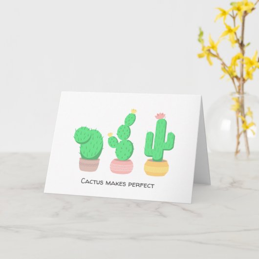 Cactus Trio Desert Moderne Boho Deken Kaart (Gele Bloem)