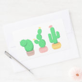 Cactus Trio Desert Moderne Boho Rechthoekige Sticker (Envelop)