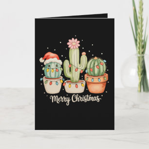 Cactus Trio Kerstman Hoed Kerstverlichting Prettig Kaart