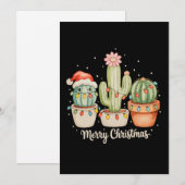 Cactus Trio Kerstman Kerstverlichting Prettig Kers Kaart (Voorkant / Achterkant)
