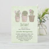 Cactus Trio Waterverf Baby shower Kaart (Staand voorkant)