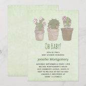 Cactus Trio Waterverf Baby shower Kaart (Voorkant / Achterkant)