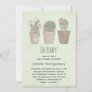 Cactus Trio Waterverf Baby shower Kaart