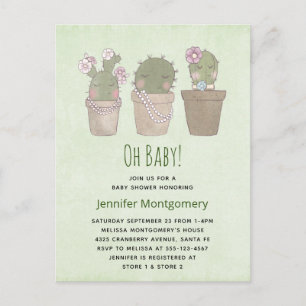 Cactus Trio Waterverf Baby shower Uitnodiging Briefkaart