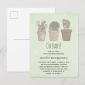 Cactus Trio Waterverf Baby shower Uitnodiging Briefkaart (Voorkant / Achterkant)