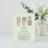 Cactus Trio Waterverf Baby shower Uitnodiging Briefkaart (Staand voorkant)