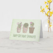 Cactus Trio Waterverf Birthday Kaart (Gele Bloem)