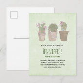 Cactus Trio Waterverf Birthday Uitnodiging Briefkaart (Voorkant / Achterkant)