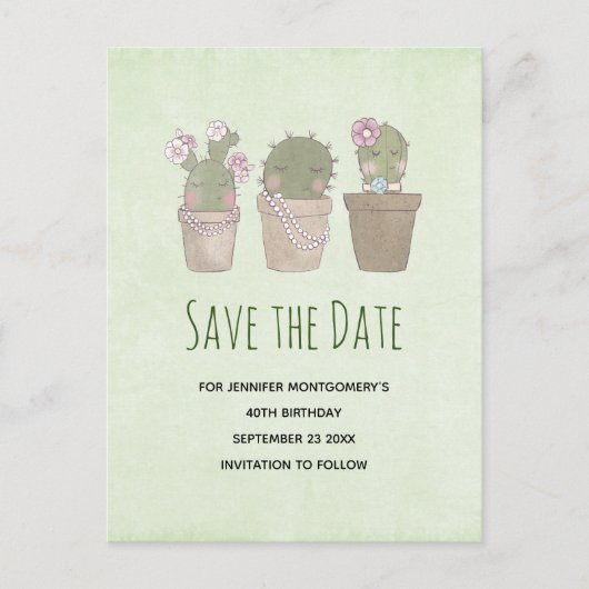 Cactus Trio-Waterverf Cactus vergelijken met de da Uitnodiging Briefkaart (Voorkant)