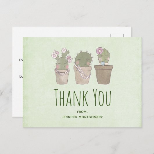 Cactus Trio-Waterverf voor computerglimlachen Hart Briefkaart (Voorkant / Achterkant)