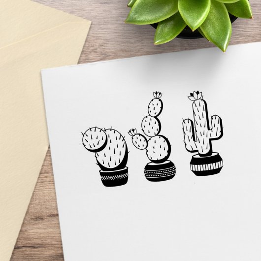 Cactus Trio Woestijn Modern Boho Rubberstempel